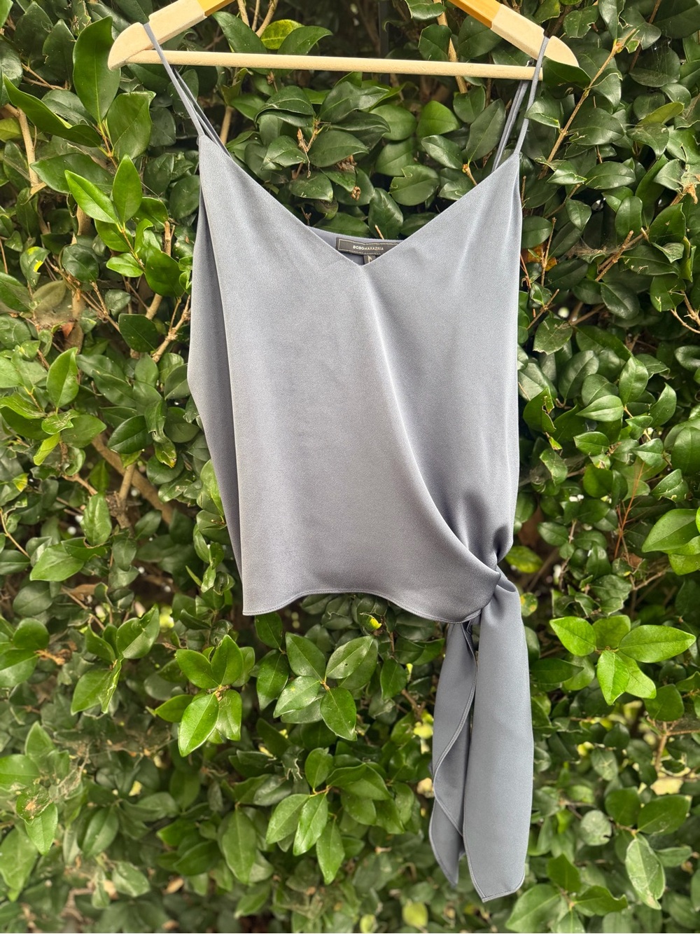 BCBGMaxAzria Gray Satin Side-Tie Cami
